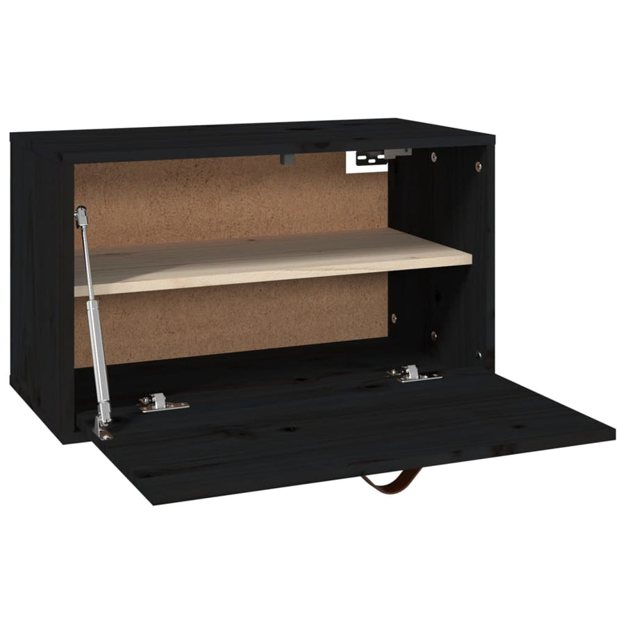 Wandkast 60X30X35 Cm Massief Grenenhout Zwart