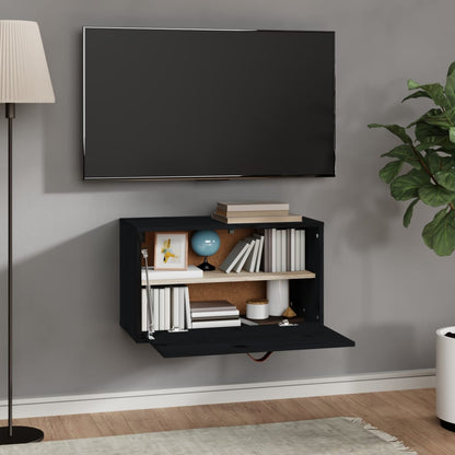 Wandkast 60X30X35 Cm Massief Grenenhout Zwart