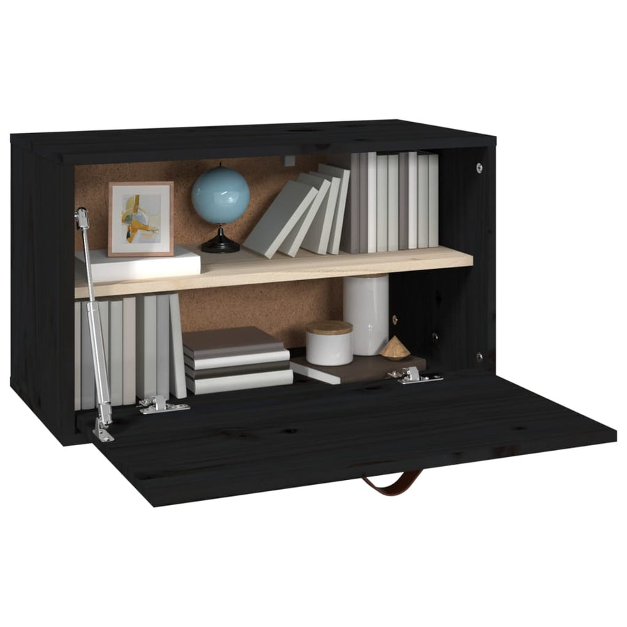 Wandkast 60X30X35 Cm Massief Grenenhout Zwart