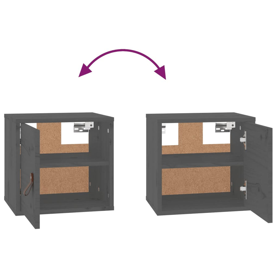 Wandkast 3,5X30X30 Cm Massief Grenenhout 1 Grijs