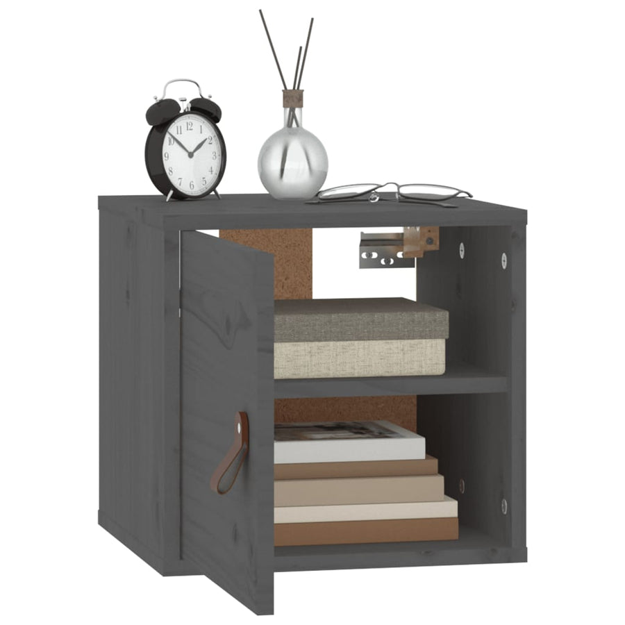 Wandkast 3,5X30X30 Cm Massief Grenenhout 1 Grijs