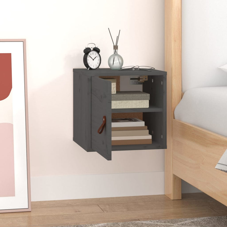 Wandkast 3,5X30X30 Cm Massief Grenenhout 1 Grijs