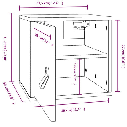 Wandkast 3,5X30X30 Cm Massief Grenenhout 1 Grijs