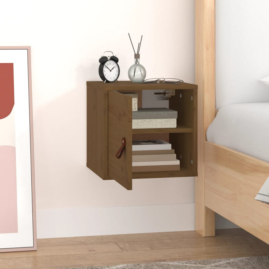 Wandkast 3,5X30X30 Cm Massief Grenenhout 1 Honingbruin