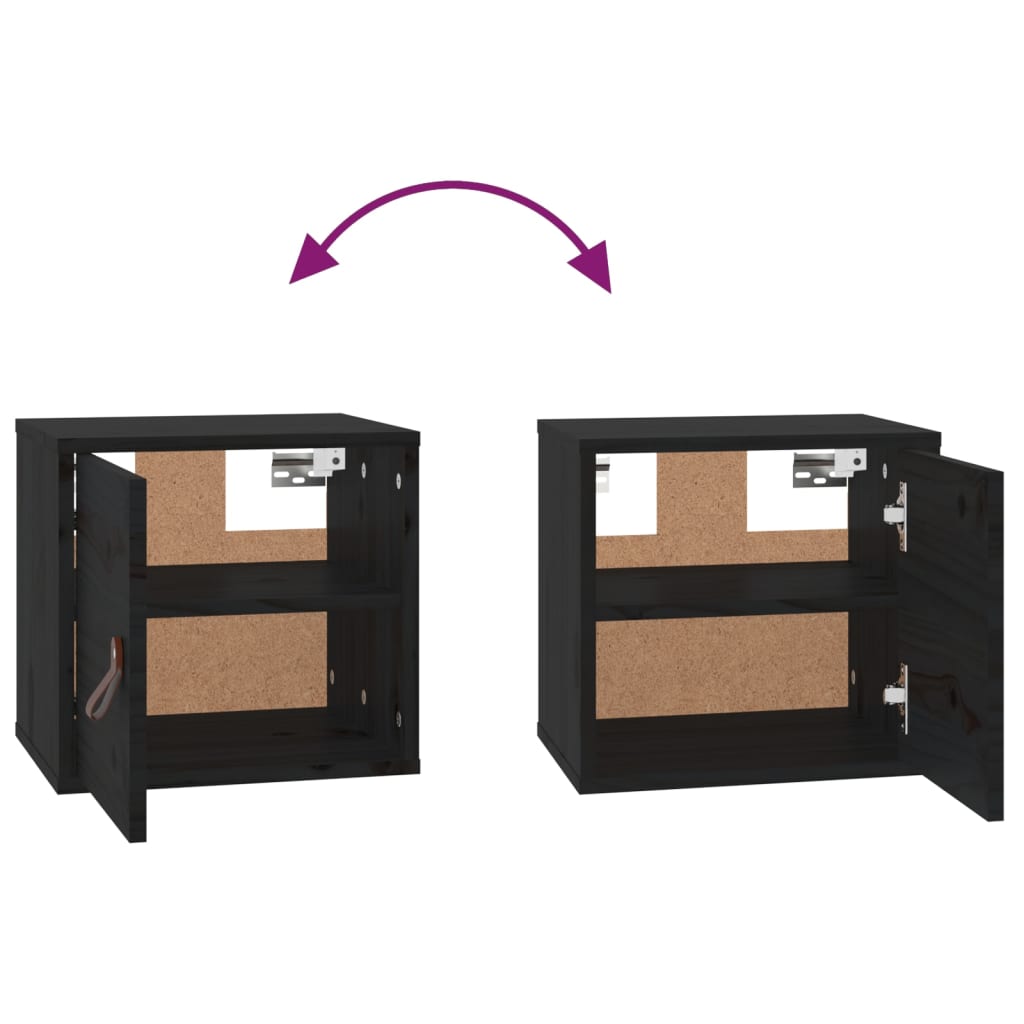 Wandkast 3,5X30X30 Cm Massief Grenenhout 1 Zwart