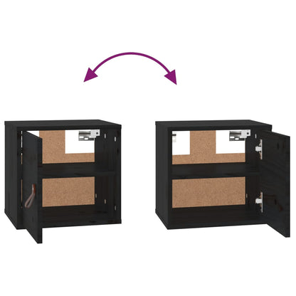 Wandkast 3,5X30X30 Cm Massief Grenenhout 1 Zwart