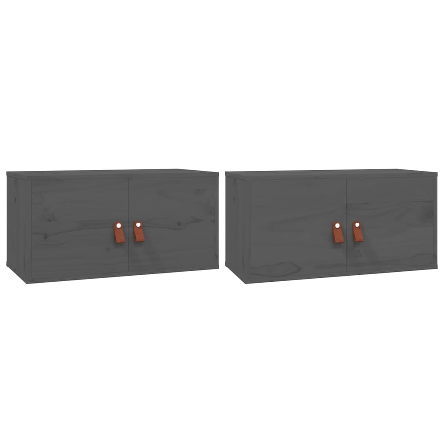 Wandkasten 2 St 60X30X30 Cm Massief Grenenhout Grijs