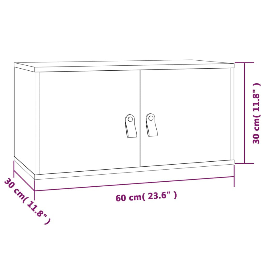Wandkasten 2 St 60X30X30 Cm Massief Grenenhout Grijs