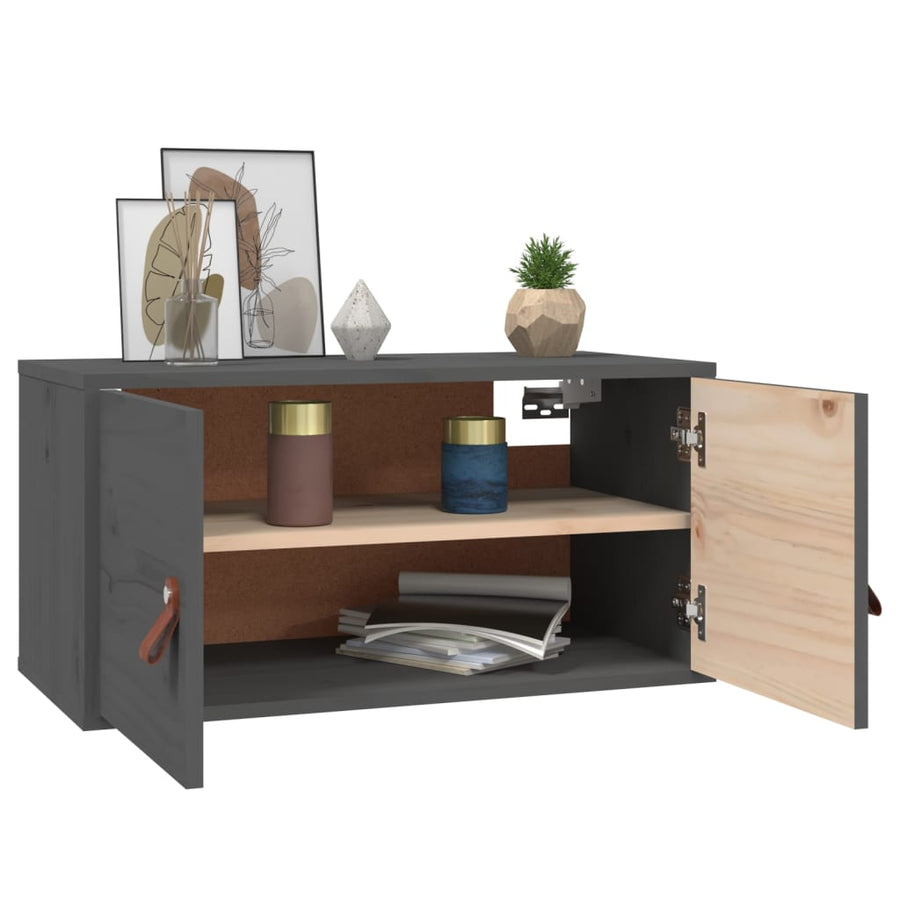 Wandkasten 2 St 60X30X30 Cm Massief Grenenhout Grijs