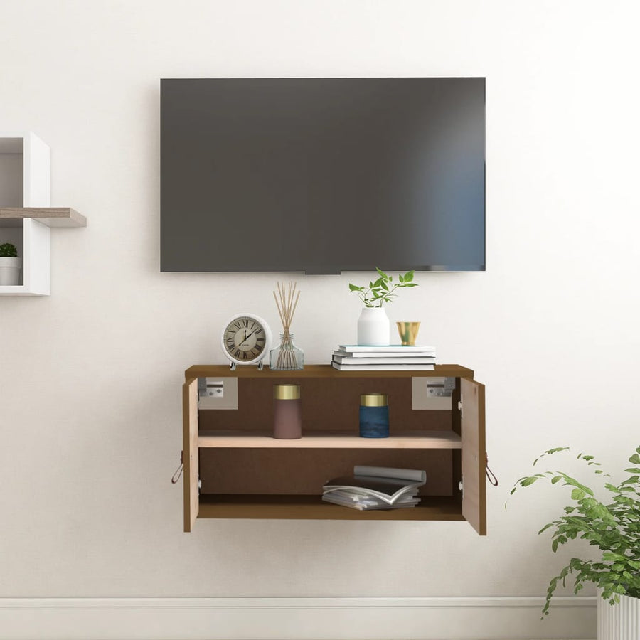 Wandkast 60X30X30 Cm Massief Grenenhout Honingbruin