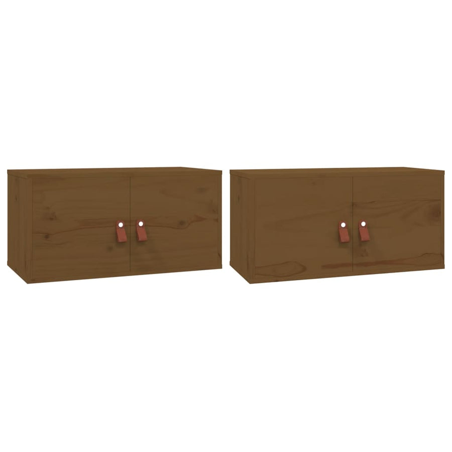 Wandkasten 2 St 60X30X30 Cm Massief Grenenhout Honingbruin