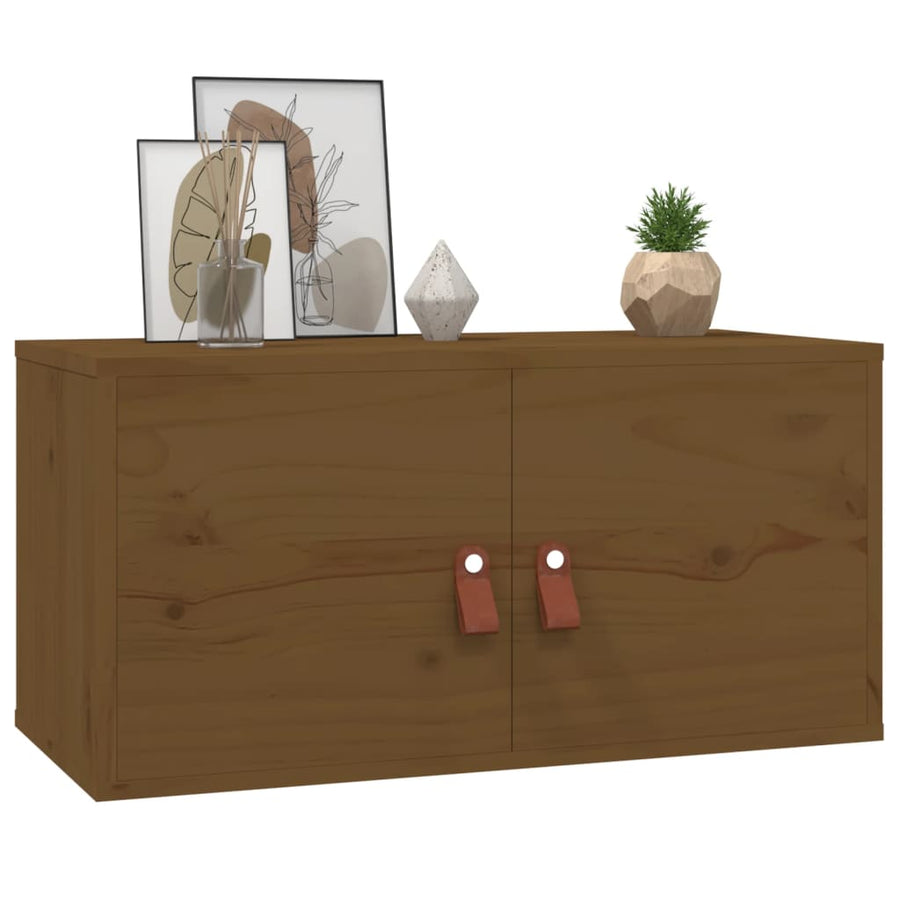 Wandkasten 2 St 60X30X30 Cm Massief Grenenhout Honingbruin