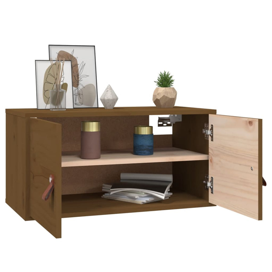 Wandkasten 2 St 60X30X30 Cm Massief Grenenhout Honingbruin