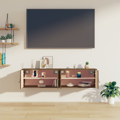 Wandkasten 2 St 60X30X30 Cm Massief Grenenhout Honingbruin