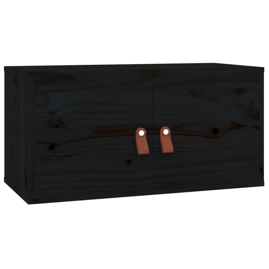 Wandkasten 2 St 60X30X30 Cm Massief Grenenhout Zwart
