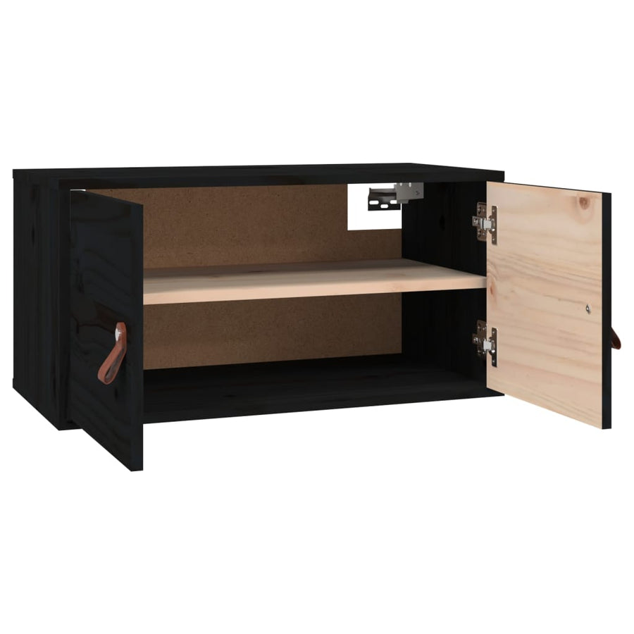 Wandkasten 2 St 60X30X30 Cm Massief Grenenhout Zwart