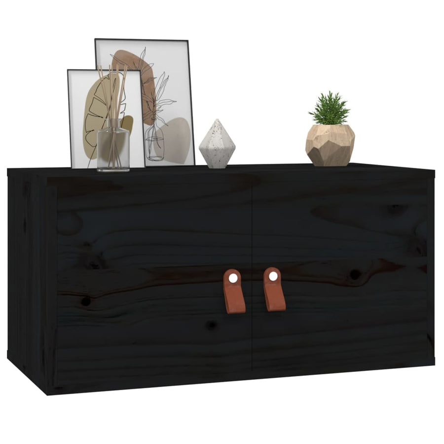 Wandkasten 2 St 60X30X30 Cm Massief Grenenhout Zwart