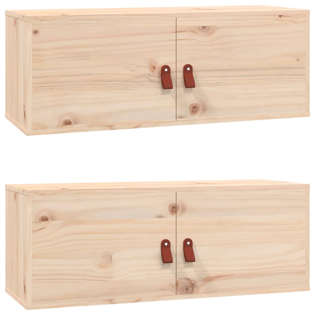 Wandkasten 2 St 80X30X30 Cm Massief Grenenhout