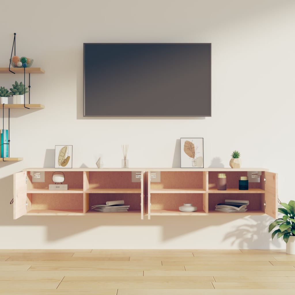 Wandkasten 2 St 80X30X30 Cm Massief Grenenhout