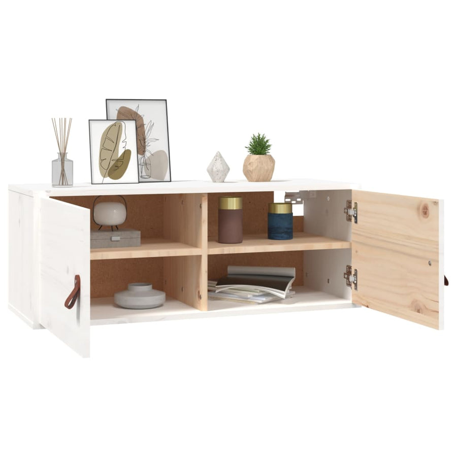Wandkast 80X30X30 Cm Massief Grenenhout Wit