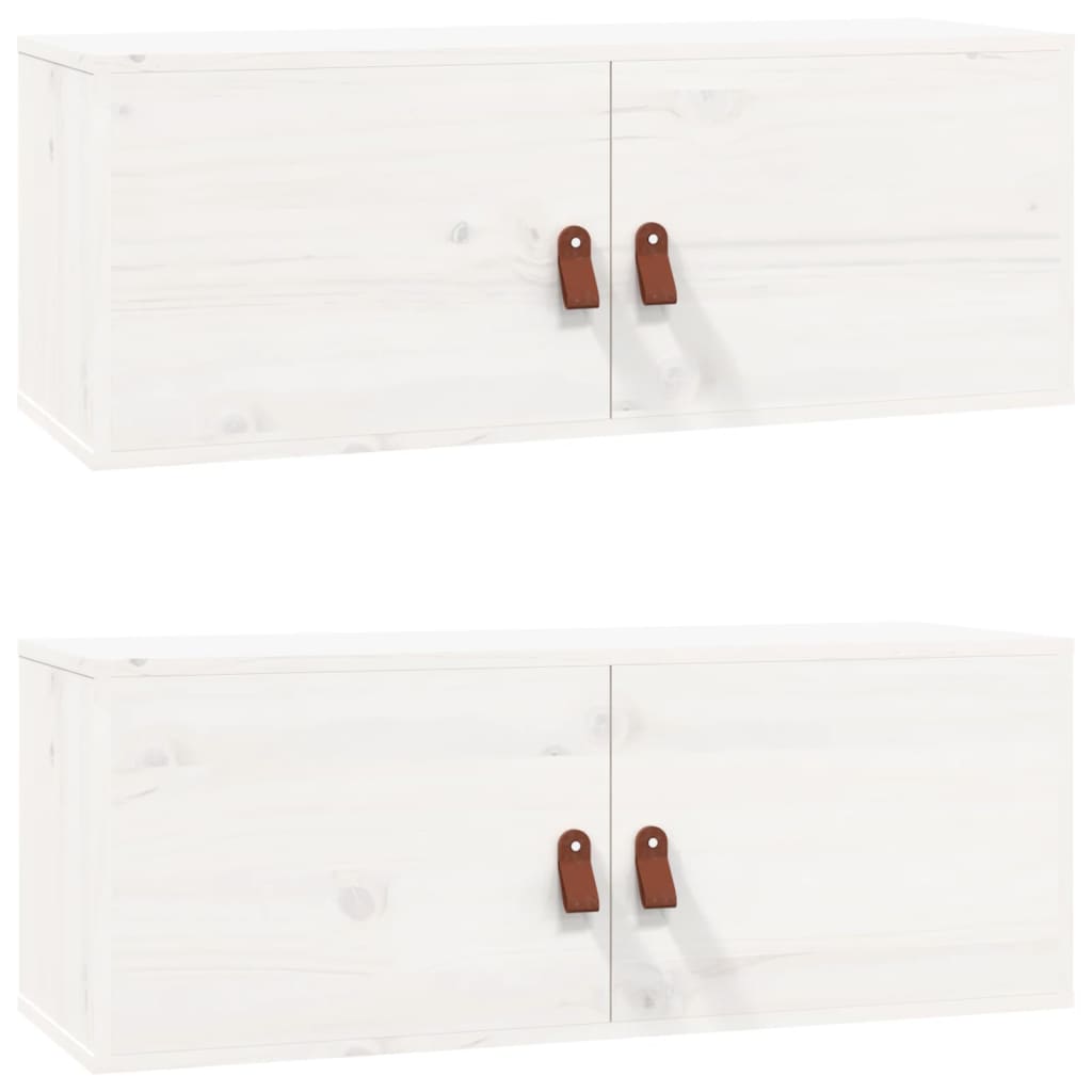 Wandkasten 80X30X30 Cm Massief Grenenhout 2 Wit