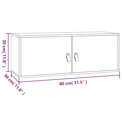 Wandkasten 80X30X30 Cm Massief Grenenhout 2 Wit