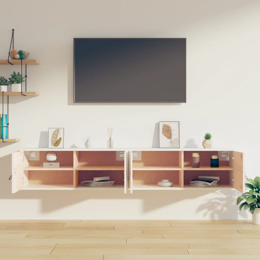 Wandkasten 80X30X30 Cm Massief Grenenhout 2 Wit