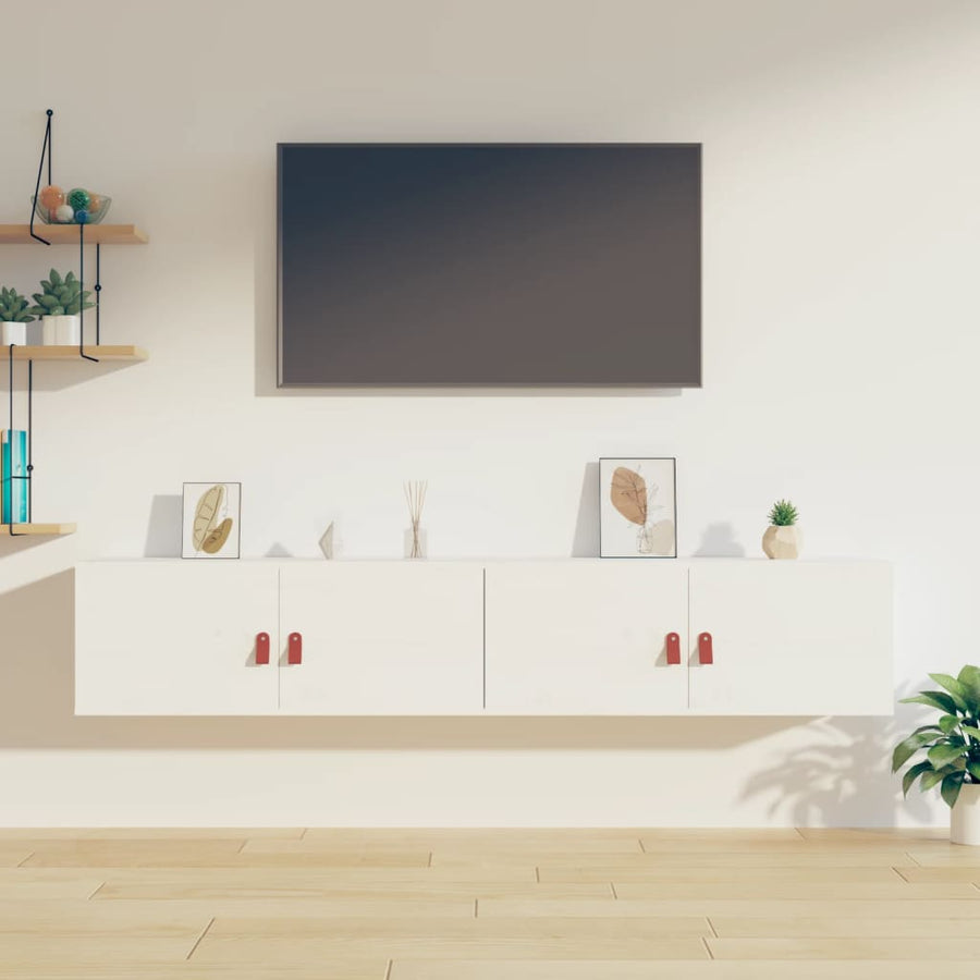 Wandkasten 80X30X30 Cm Massief Grenenhout 2 Wit