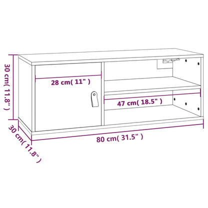 Wandkast 80X30X30 Cm Massief Grenenhout Wit