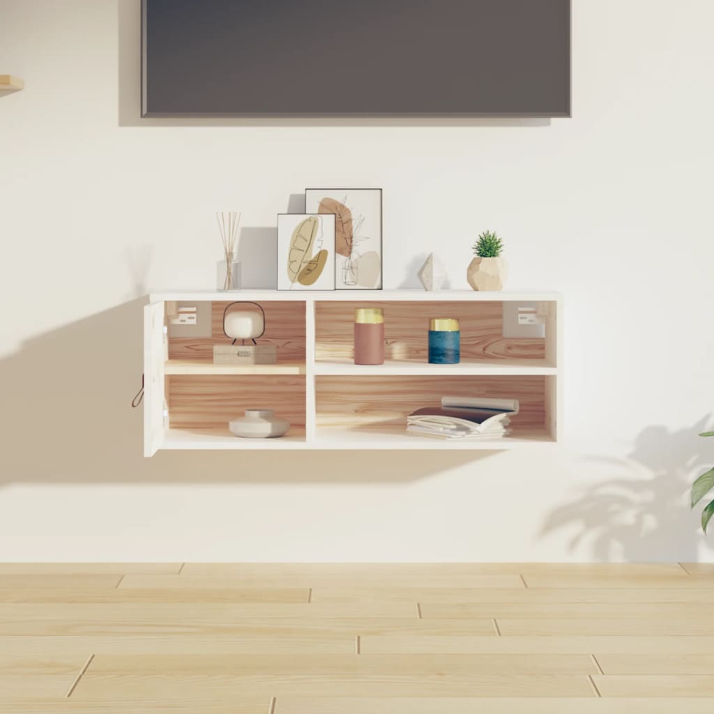 Wandkast 80X30X30 Cm Massief Grenenhout Wit