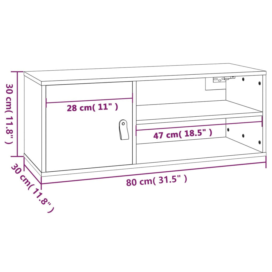 Wandkast 80X30X30 Cm Massief Grenenhout Grijs