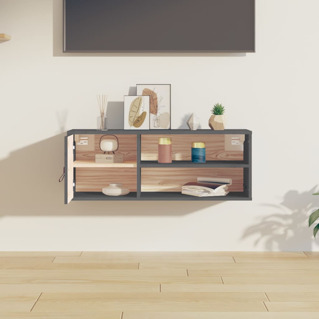 Wandkast 80X30X30 Cm Massief Grenenhout Grijs