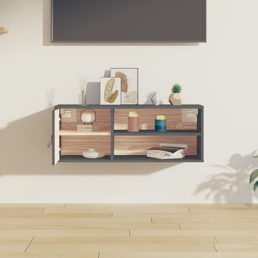 Wandkast 80X30X30 Cm Massief Grenenhout Grijs