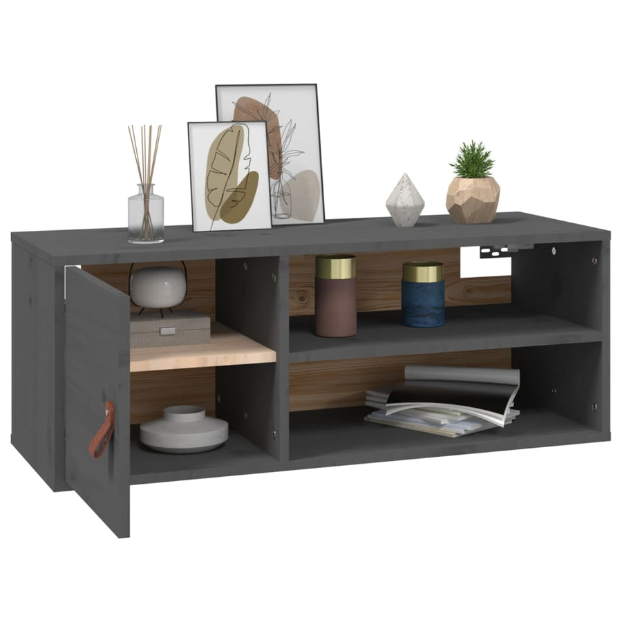 Wandkast 80X30X30 Cm Massief Grenenhout Grijs