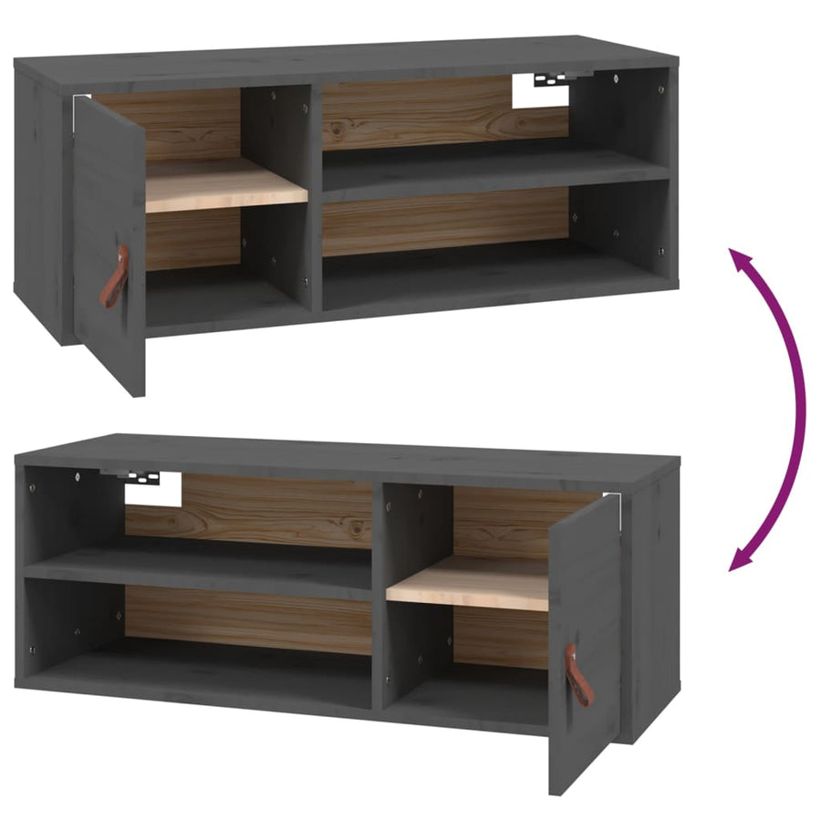 Wandkast 80X30X30 Cm Massief Grenenhout Grijs