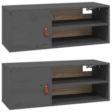 Wandkasten 2 St 80X30X30 Cm Massief Grenenhout Grijs