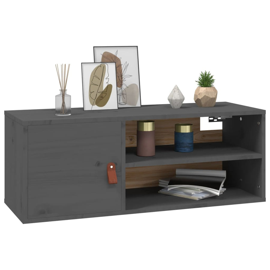 Wandkasten 2 St 80X30X30 Cm Massief Grenenhout Grijs