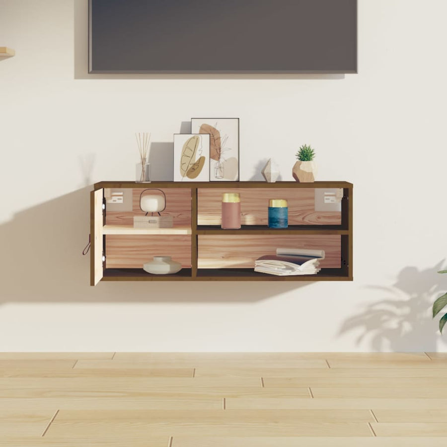 Wandkast 80X30X30 Cm Massief Grenenhout Honingbruin