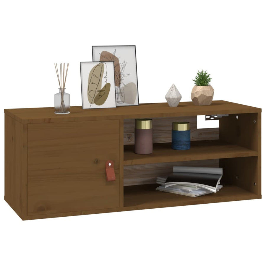 Wandkast 80X30X30 Cm Massief Grenenhout Honingbruin
