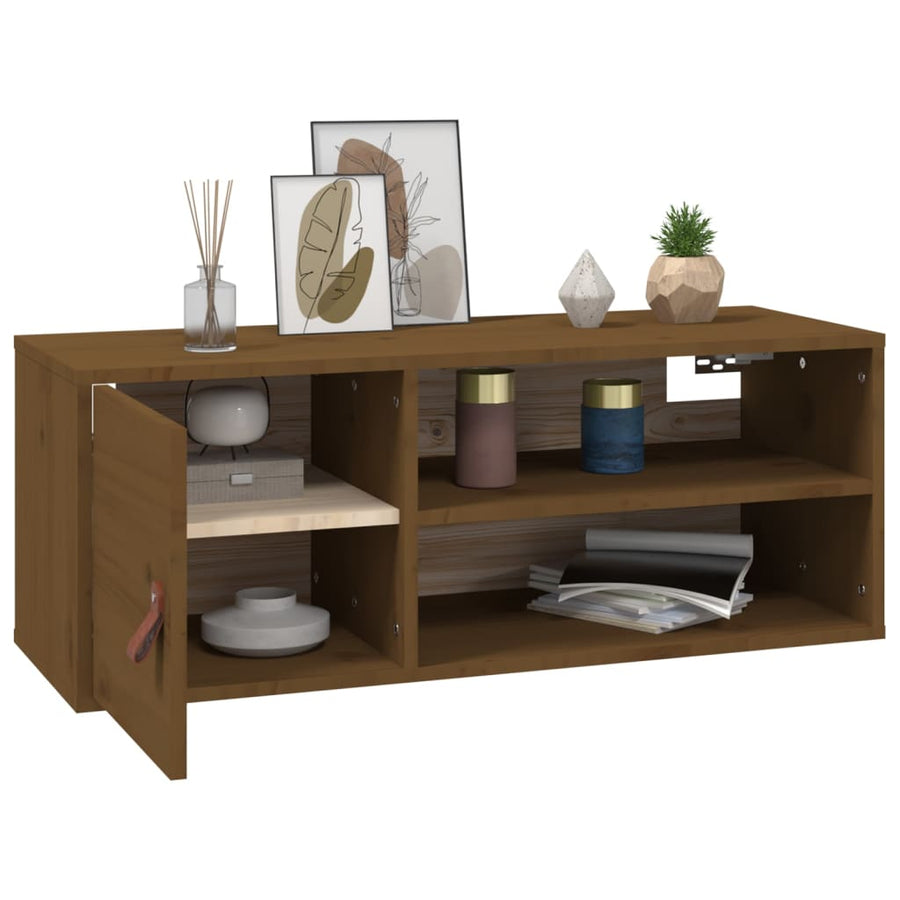 Wandkast 80X30X30 Cm Massief Grenenhout Honingbruin