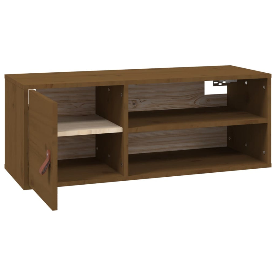 Wandkast 80X30X30 Cm Massief Grenenhout Honingbruin