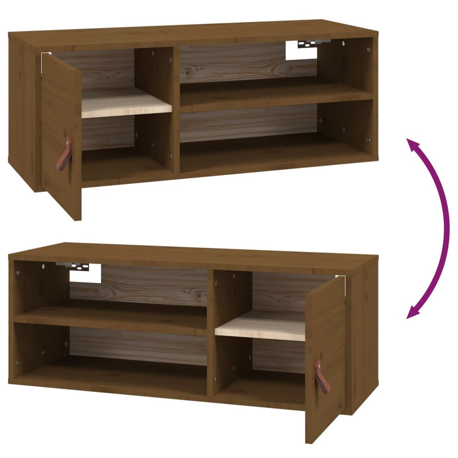 Wandkast 80X30X30 Cm Massief Grenenhout Honingbruin