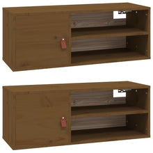 Wandkasten 2 St 80X30X30 Cm Massief Grenenhout Honingbruin