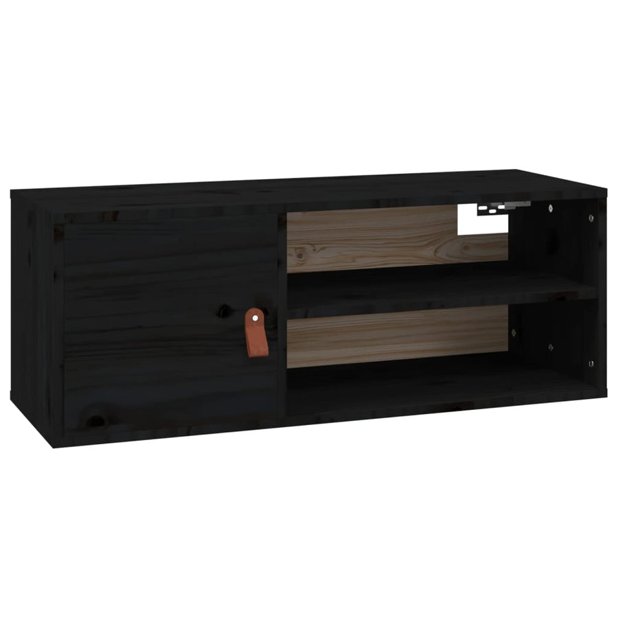 Wandkast 80X30X30 Cm Massief Grenenhout Zwart