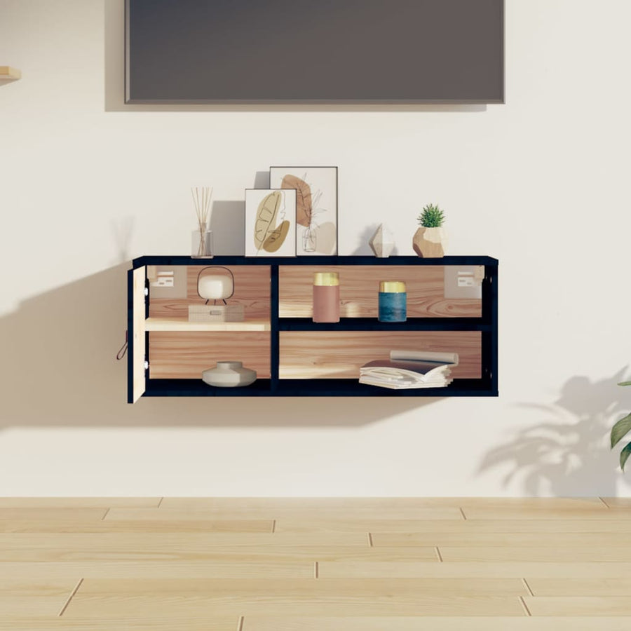 Wandkast 80X30X30 Cm Massief Grenenhout Zwart