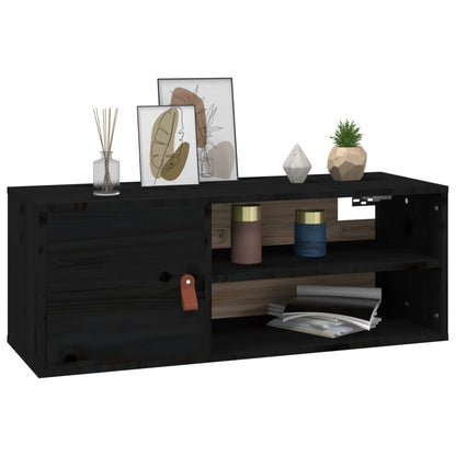 Wandkast 80X30X30 Cm Massief Grenenhout Zwart