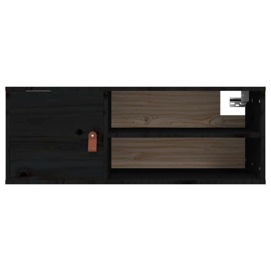 Wandkast 80X30X30 Cm Massief Grenenhout Zwart
