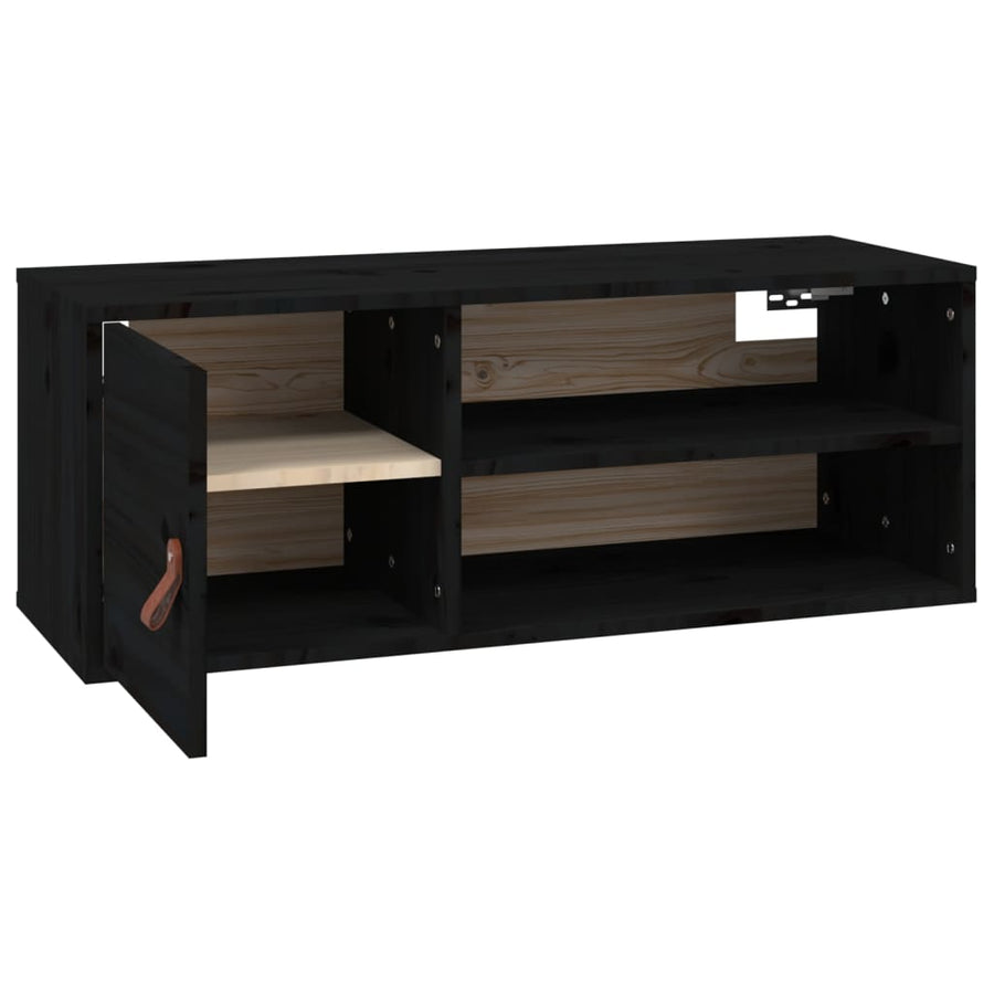 Wandkast 80X30X30 Cm Massief Grenenhout Zwart