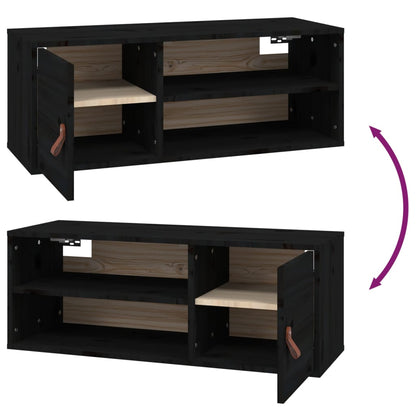 Wandkast 80X30X30 Cm Massief Grenenhout Zwart