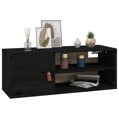 Wandkasten 2 St 80X30X30 Cm Massief Grenenhout Zwart